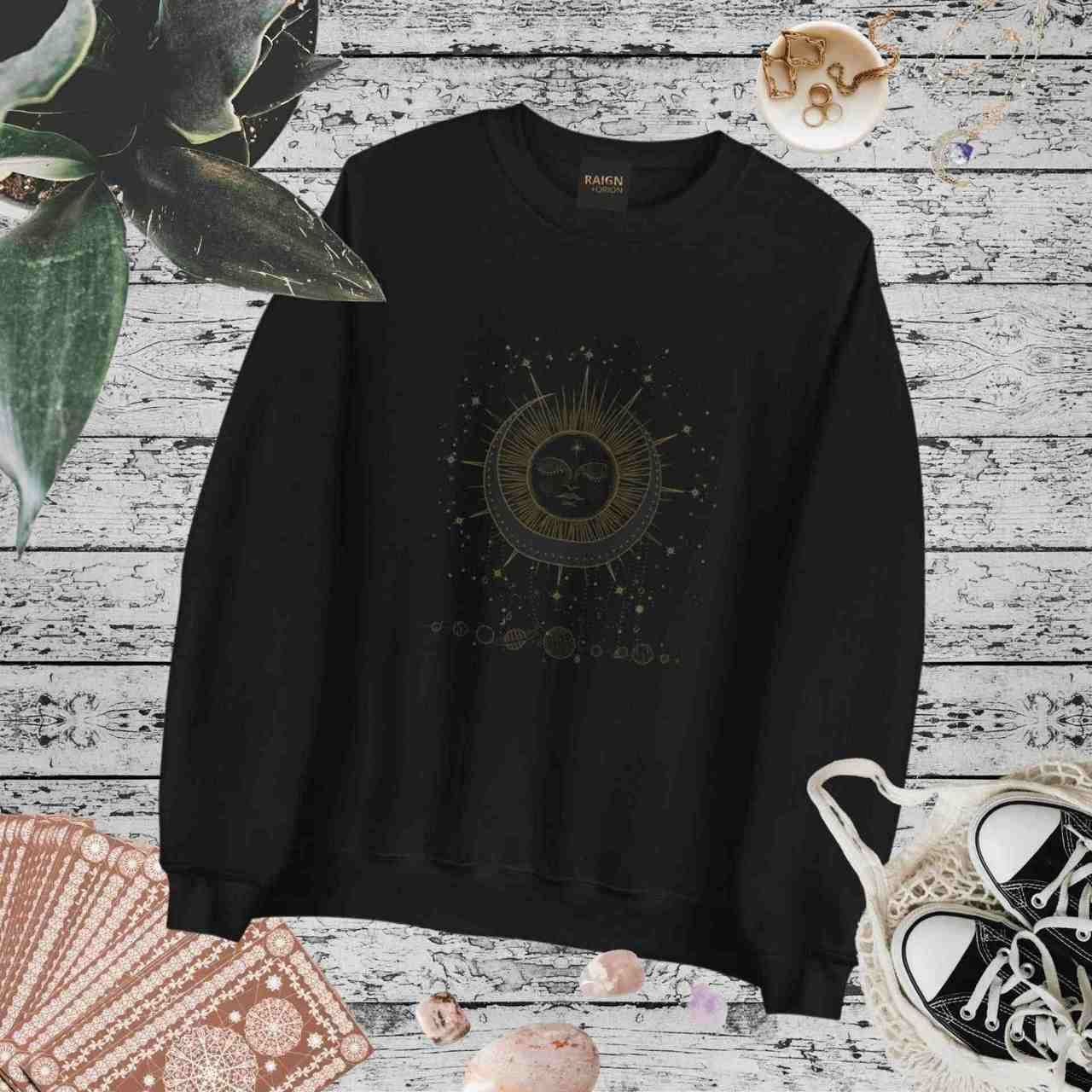 Black sun and moon sweatshirt merch